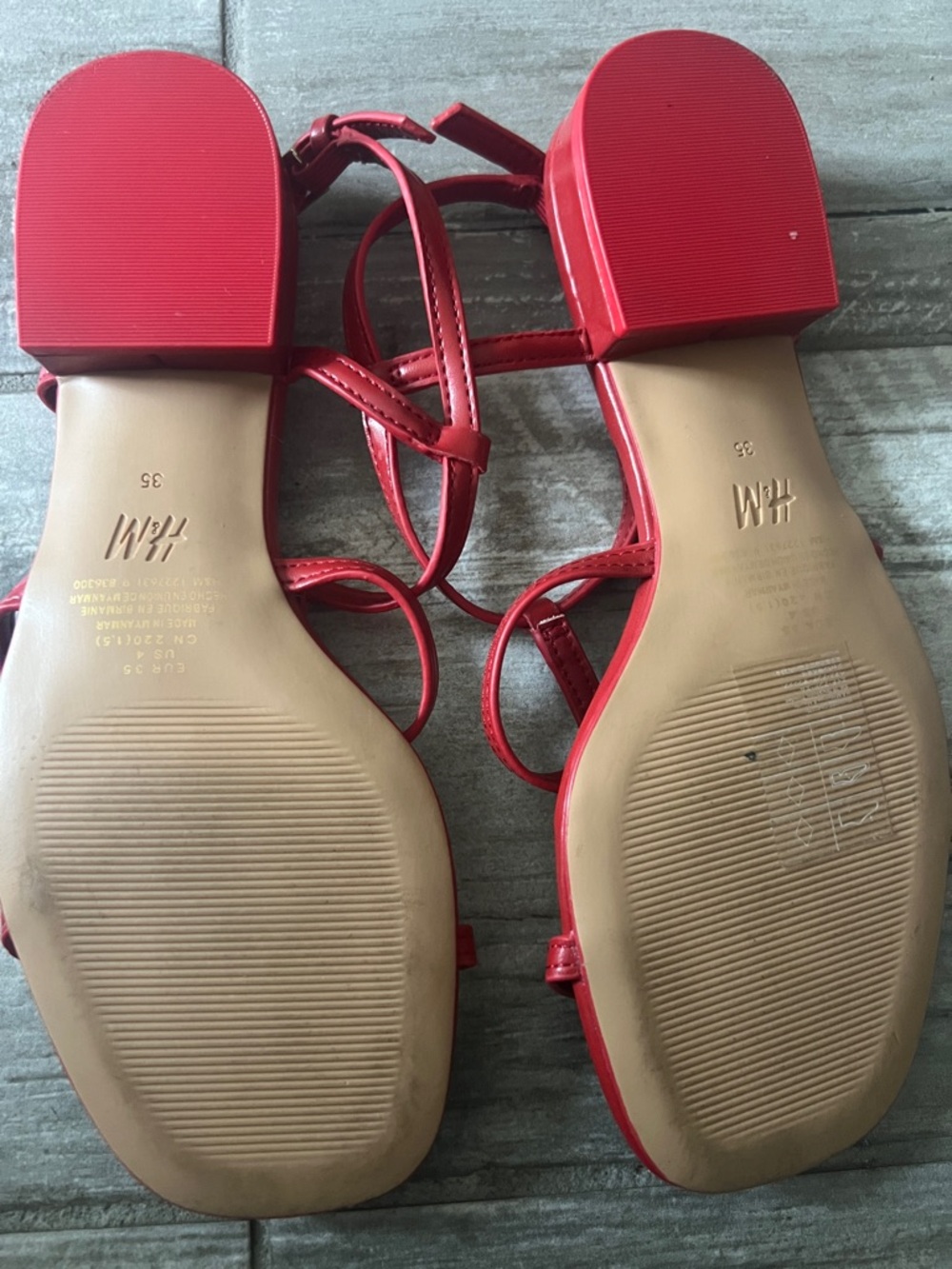 HM Red Strappy Women's Sandals - Sleek Summer Flat - Picture 2 of 3